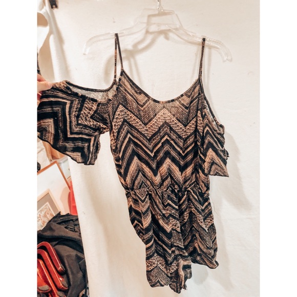 boho off the shoulder romper with spaghetti straps - Picture 3 of 3